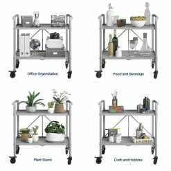 Outlet 🎁 Cosco SMARTFOLD Folding Serving Bar Cart In Silver 🤩 -Guest Chairs Sales 1395379 13 L