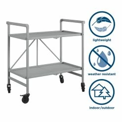 Outlet 🎁 Cosco SMARTFOLD Folding Serving Bar Cart In Silver 🤩 -Guest Chairs Sales 1395379 16 L