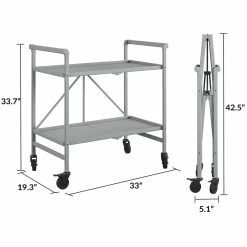 Outlet 🎁 Cosco SMARTFOLD Folding Serving Bar Cart In Silver 🤩 -Guest Chairs Sales 1395379 17 L