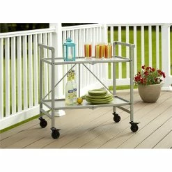 Outlet 🎁 Cosco SMARTFOLD Folding Serving Bar Cart In Silver 🤩 -Guest Chairs Sales 1395379 22 L
