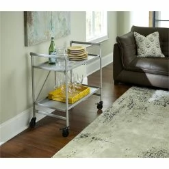 Outlet 🎁 Cosco SMARTFOLD Folding Serving Bar Cart In Silver 🤩 -Guest Chairs Sales 1395379 25 L