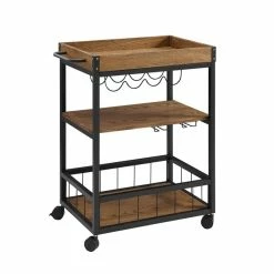 Best Sale π Pemberly Row Kitchen Cart In Black With Wood Planked Top βοΈ