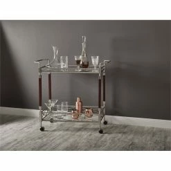 Top 10 👍 Office Star Melrose Serving Cart With Clear Tempered Glass And Nickel Brush Metal Frame 🎉 -Guest Chairs Sales 1463718 5 L