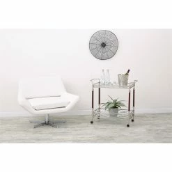 Top 10 👍 Office Star Melrose Serving Cart With Clear Tempered Glass And Nickel Brush Metal Frame 🎉 -Guest Chairs Sales 1463718 7 L