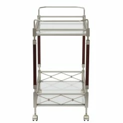 Top 10 👍 Office Star Melrose Serving Cart With Clear Tempered Glass And Nickel Brush Metal Frame 🎉 -Guest Chairs Sales 1463718 9 L
