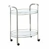 New ⭐ Furniture Of America Mathew Contemporary Metal Rounded Design Bar Cart In Chrome 😀