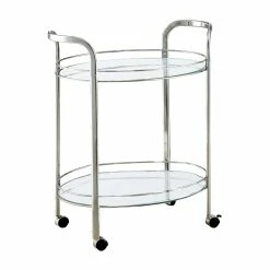 New β Furniture Of America Mathew Contemporary Metal Rounded Design Bar Cart In Chrome π