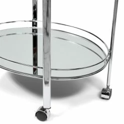 New ⭐ Furniture Of America Mathew Contemporary Metal Rounded Design Bar Cart In Chrome 😀 -Guest Chairs Sales 1465426 90 L