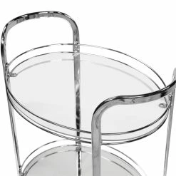 New ⭐ Furniture Of America Mathew Contemporary Metal Rounded Design Bar Cart In Chrome 😀 -Guest Chairs Sales 1465426 92 L