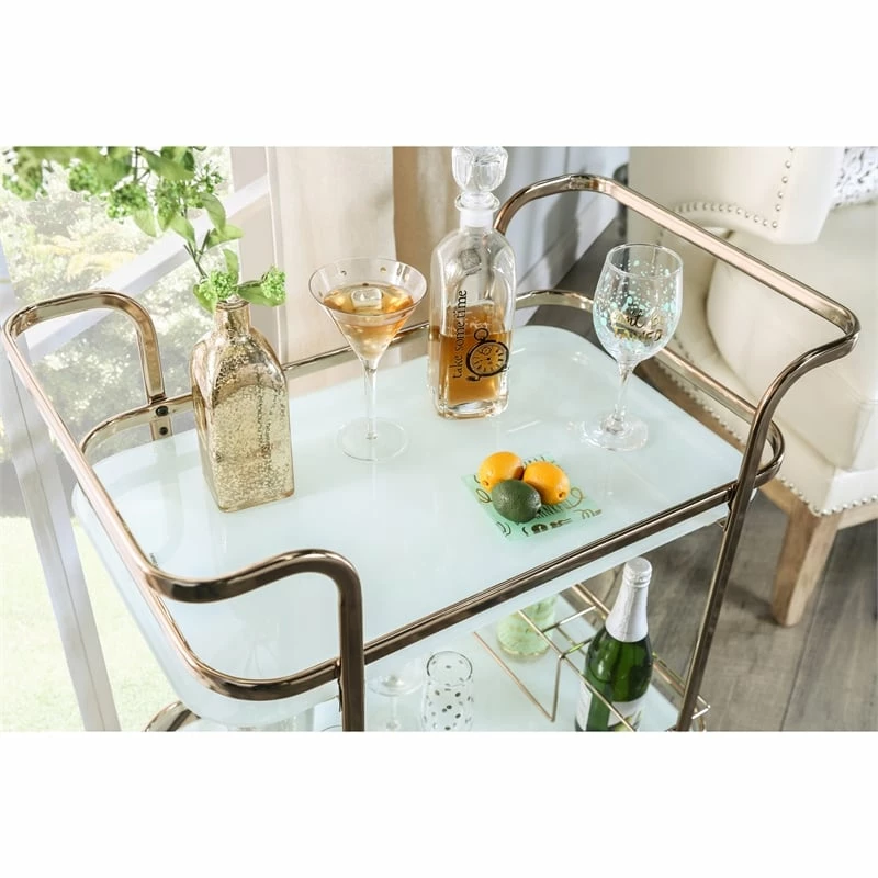 New π― Furniture Of America Anneliese Contemporary Metal Bar Cart In Gold Champagne βοΈ 4 New π― Furniture Of America Anneliese Contemporary Metal Bar Cart In Gold Champagne βοΈ - Image 4