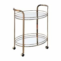 Cheap 🎁 Furniture Of America Daniell Contemporary Metal Bar Cart In Gold Champagne 🎁