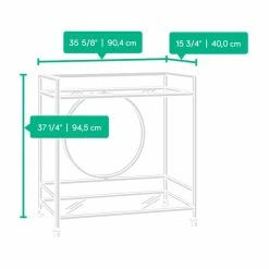 Deals 🥰 Sauder International Lux Metal/Glass Bar Cart In Satin Gold 🔔 -Guest Chairs Sales 1470509 14 L