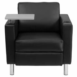 New 😍 Flash Furniture Leather Guest Chair With Cup Holder In Black 😉 -Guest Chairs Sales 1521131 3 L
