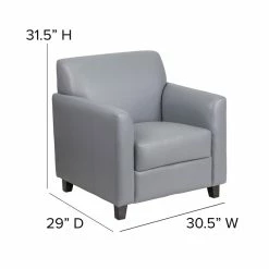 Discount 🌟 Flash Furniture Leather Reception Chair In Gray 🎁 -Guest Chairs Sales 1521136 4 L
