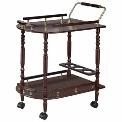 Outlet ⭐ Bowery Hill Serving Cart In Merlot And Brass 🛒