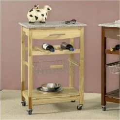 Flash Sale 🎁 Pemberly Row Granite Top Kitchen Cart In Natural 👏 -Guest Chairs Sales 1550421 2 L