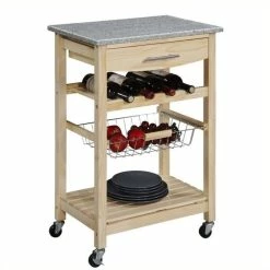 Flash Sale 🎁 Pemberly Row Granite Top Kitchen Cart In Natural 👏