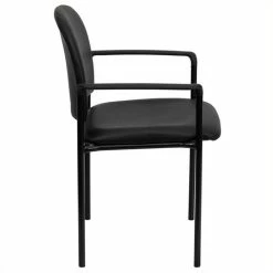 Promo 😍 Scranton & Co Faux Leather Side Guest Chair With Arms In Black 👍 -Guest Chairs Sales 1567547 2 L