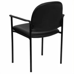 Promo 😍 Scranton & Co Faux Leather Side Guest Chair With Arms In Black 👍 -Guest Chairs Sales 1567547 3 L