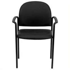 Promo 😍 Scranton & Co Faux Leather Side Guest Chair With Arms In Black 👍