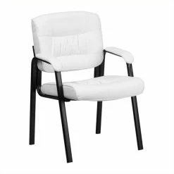 Discount ๐ Scranton & Co Leather Guest Chair With Black Frame In White โ๏ธ