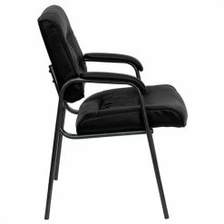 Cheap ⭐ Scranton & Co Leather Guest Chair With Titanium Frame In Black 🥰 -Guest Chairs Sales 1567767 2 L