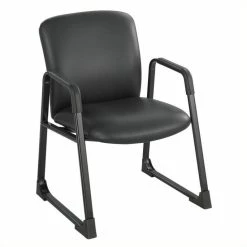 Buy 💯 Safco Uber Big And Tall Guest Chair In Black Vinyl With Sled Base 🔥