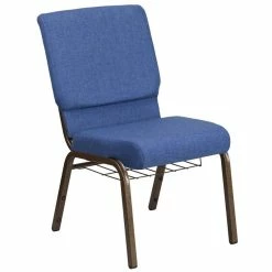 Outlet 👏 Flash Furniture Hercules Fabric Church Chair In Blue And Goldvein 🧨
