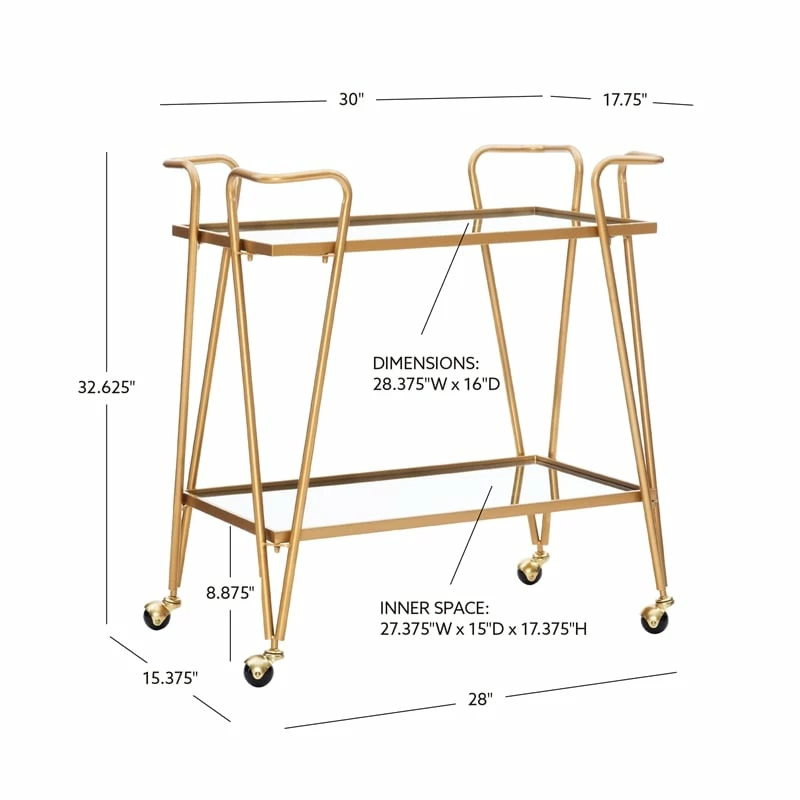 Promo β€οΈ Linon Mia Mid-Century Mirrored Metal Bar Cart In Gold π 8 Promo β€οΈ Linon Mia Mid-Century Mirrored Metal Bar Cart In Gold π - Image 8