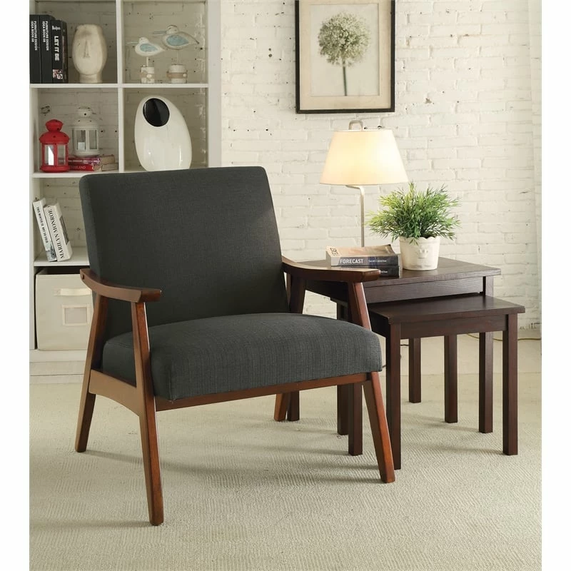 Budget ✨ Office Star Davis Chair In Klein Charcoal Gray Fabric With Medium Espresso Frame 🤩 2 Budget ✨ Office Star Davis Chair In Klein Charcoal Gray Fabric With Medium Espresso Frame 🤩 - Image 2