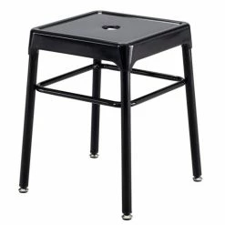 Best Sale ⌛ Safco Steel Backless Guest Stool In Glossy Black - 15.25"W X 18"H ⌛