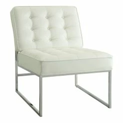 Flash Sale โ๏ธ Office Star Anthony 26 Inches Wide Chair With Chrome Base And White Faux Leather Fabric ๐