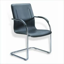 New ๐ Boss Office Products Black And Silver Vinyl Guest Chair With Cantilever Base (Set Of 4) โ