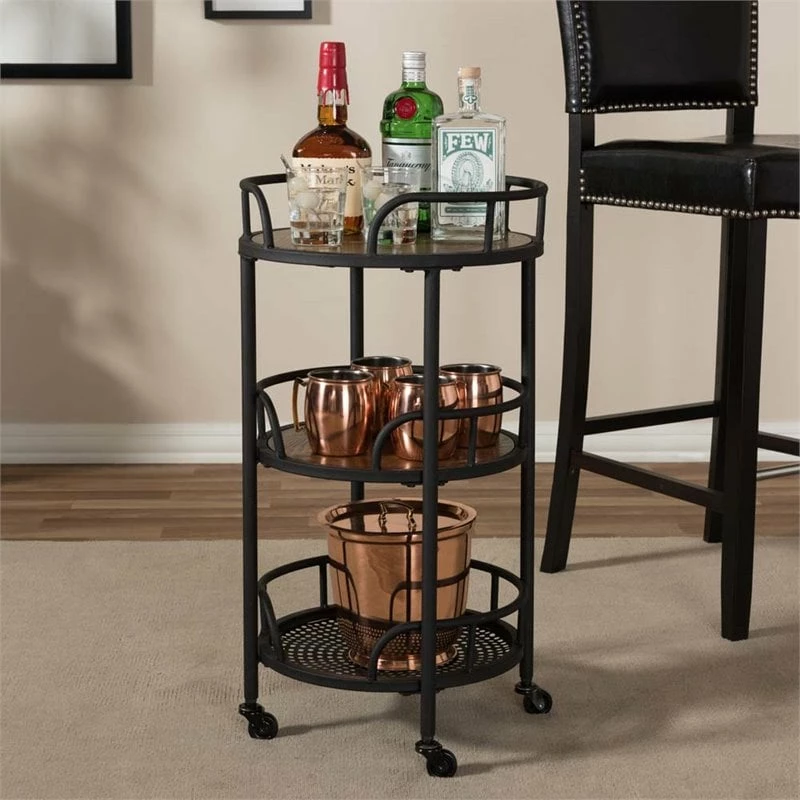 Promo π Baxton Studio Bristol 3 Tier Metal Mobile Serving Cart In Black π― 2 Promo π Baxton Studio Bristol 3 Tier Metal Mobile Serving Cart In Black π― - Image 2