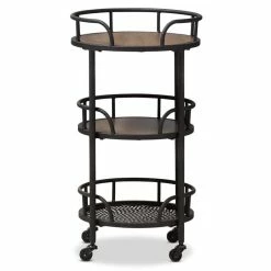 Promo π Baxton Studio Bristol 3 Tier Metal Mobile Serving Cart In Black π― 8 Promo π Baxton Studio Bristol 3 Tier Metal Mobile Serving Cart In Black π― -Guest Chairs Sales 1663431 2 L