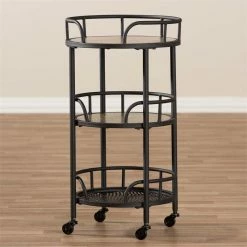 Promo π Baxton Studio Bristol 3 Tier Metal Mobile Serving Cart In Black π― 10 Promo π Baxton Studio Bristol 3 Tier Metal Mobile Serving Cart In Black π― -Guest Chairs Sales 1663431 4 L
