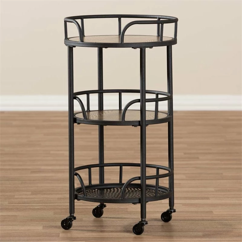 Promo π Baxton Studio Bristol 3 Tier Metal Mobile Serving Cart In Black π― 5 Promo π Baxton Studio Bristol 3 Tier Metal Mobile Serving Cart In Black π― - Image 5