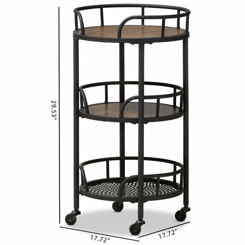 Promo π Baxton Studio Bristol 3 Tier Metal Mobile Serving Cart In Black π― 6 Promo π Baxton Studio Bristol 3 Tier Metal Mobile Serving Cart In Black π― - Image 6