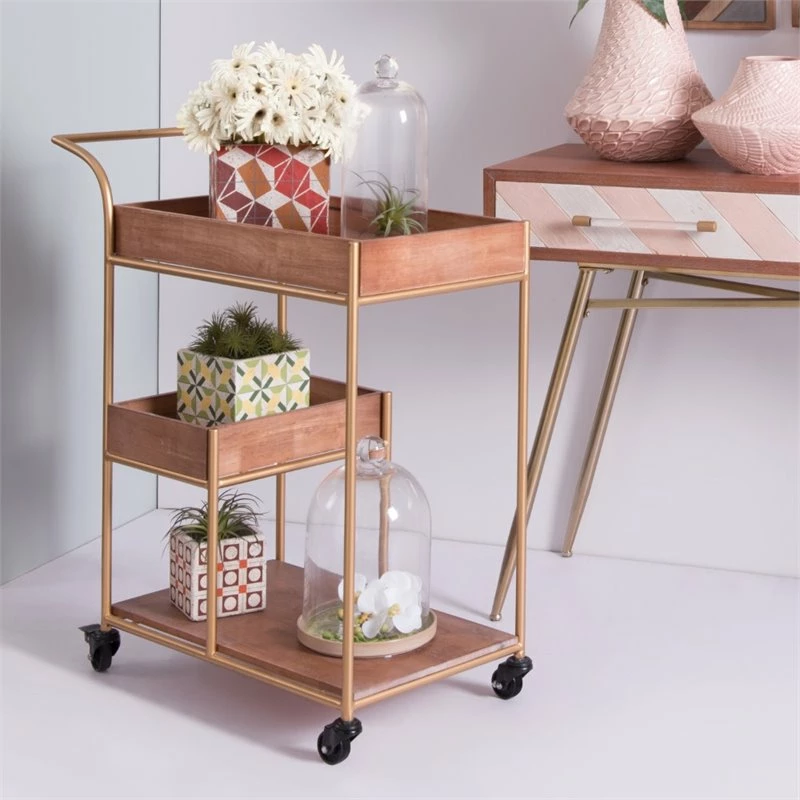Best deal ๐ ZUO Modern Steel Metal And Rubber Wood Bar Cart With Tray In Brown ๐ 2 Best deal ๐ ZUO Modern Steel Metal And Rubber Wood Bar Cart With Tray In Brown ๐ - Image 2