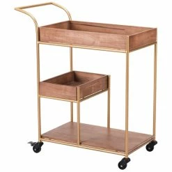 Best deal 🌟 ZUO Modern Steel Metal And Rubber Wood Bar Cart With Tray In Brown 😉