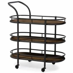 Budget π Baxton Studio Karlin Bar Cart In Brown And Antique Black β€οΈ