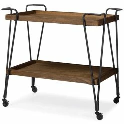 New 🔔 Baxton Studio Jessica Serving Bar Cart In Antique Black 🥰