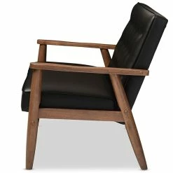 Flash Sale 👏 Baxton Studio Sorrento Faux Leather Tufted Reception Chair In Black 🥰 -Guest Chairs Sales 1707340 3 L