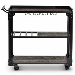 Wholesale 😍 Steve Silver Company Sherlock Bar Cart In Tobacco Brown And Black Frame 🌟 -Guest Chairs Sales 1729967 2 L