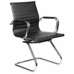Discount 😉 Pemberly Row Faux Leather Guest Chair In Black And Chrome 😉