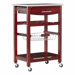 Top 10 ⌛ Linon Natalie Wood And Granite Top Kitchen Cart In Wenge Brown 😀