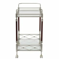 Coupon 🥰 Scranton & Co Serving Cart In Nickel Brush 💯 -Guest Chairs Sales 1795505 3 L