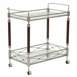 Coupon 🥰 Scranton & Co Serving Cart In Nickel Brush 💯