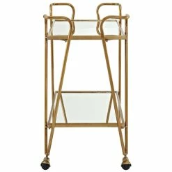 Outlet ✔️ Pemberly Row Mid-Century Mirrored Bar Cart In Gold 😀 -Guest Chairs Sales 1802845 3 L