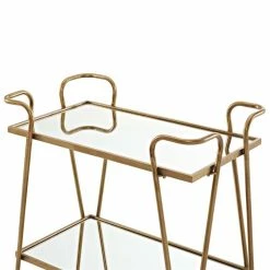 Outlet ✔️ Pemberly Row Mid-Century Mirrored Bar Cart In Gold 😀 -Guest Chairs Sales 1802845 4 L
